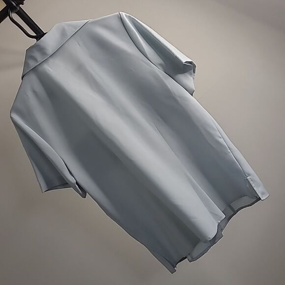 Joanna sz M 96% poly 4% spandex button front collared shirt stretch - Picture 3 of 5